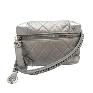 Chanel Metallic Silver Quilted Bum Bag Belt Bag SS17